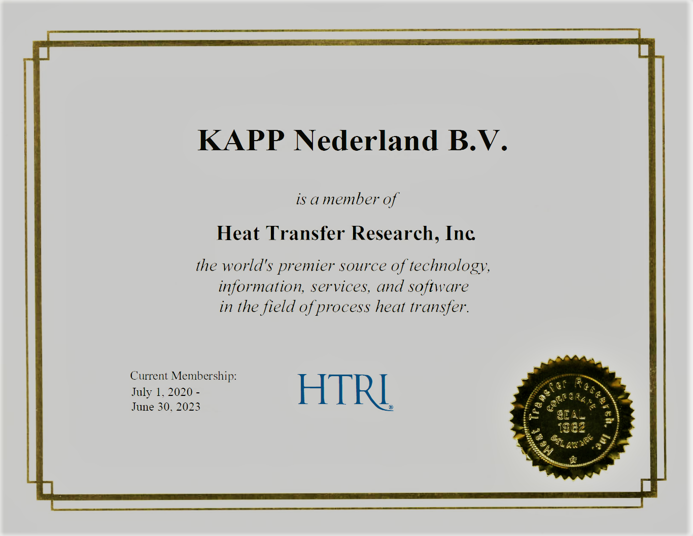 HTRI Certificaat 1