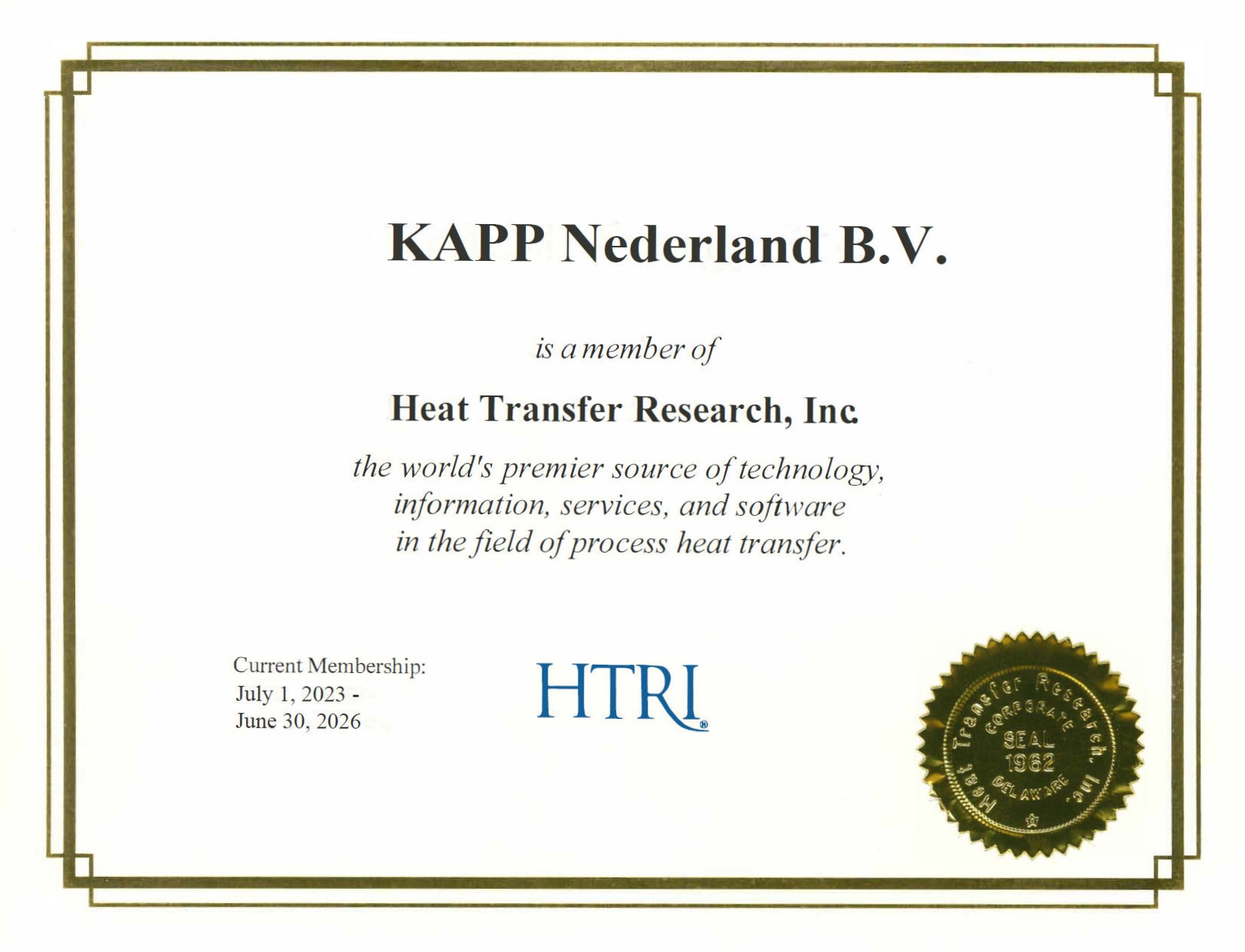 HTRI Certificate 1